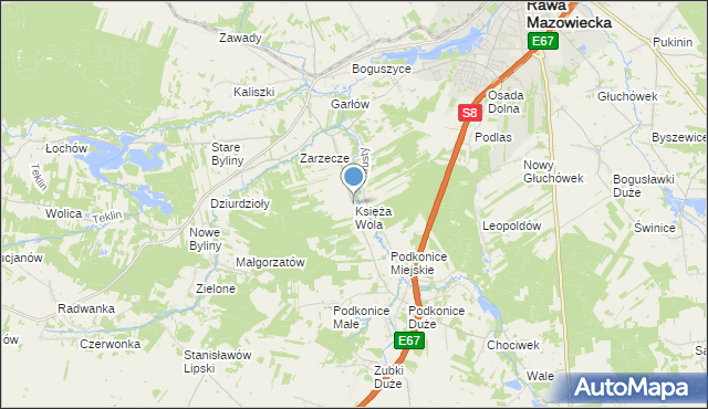 mapa Księża Wola, Księża Wola na mapie Targeo